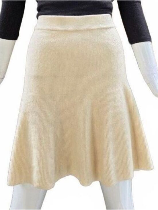 GAP Dresses & Skirts - Gap Flared A-Line Mini Skirt Ribbed Knit Cream Pull On New With Tags Large/Tall